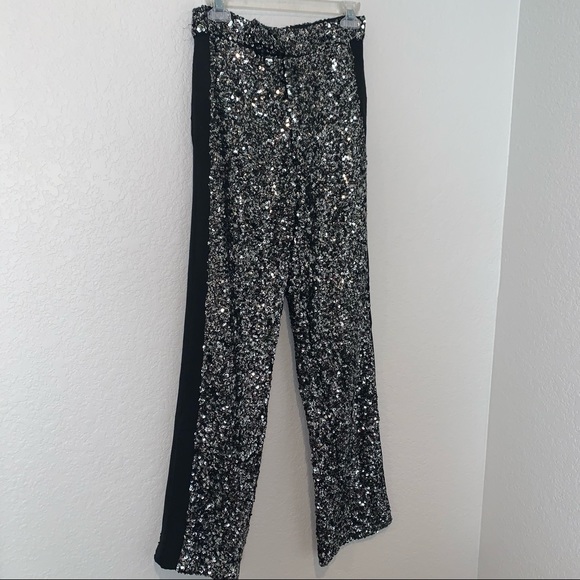 NEW $169 Zara Silver Black Sequin Dress Pants Limited Edition 2674/100 XS Small - Picture 5 of 16